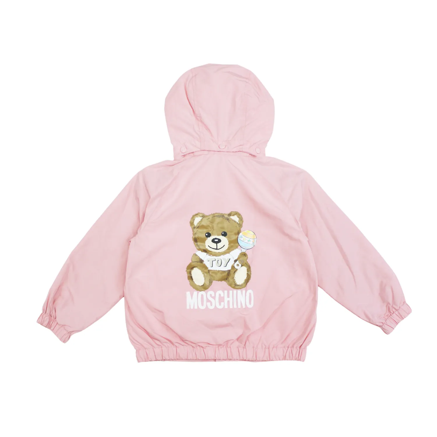 Moschino Jackets> Baby Bear Toy Rattle Hooded Jacket Pink