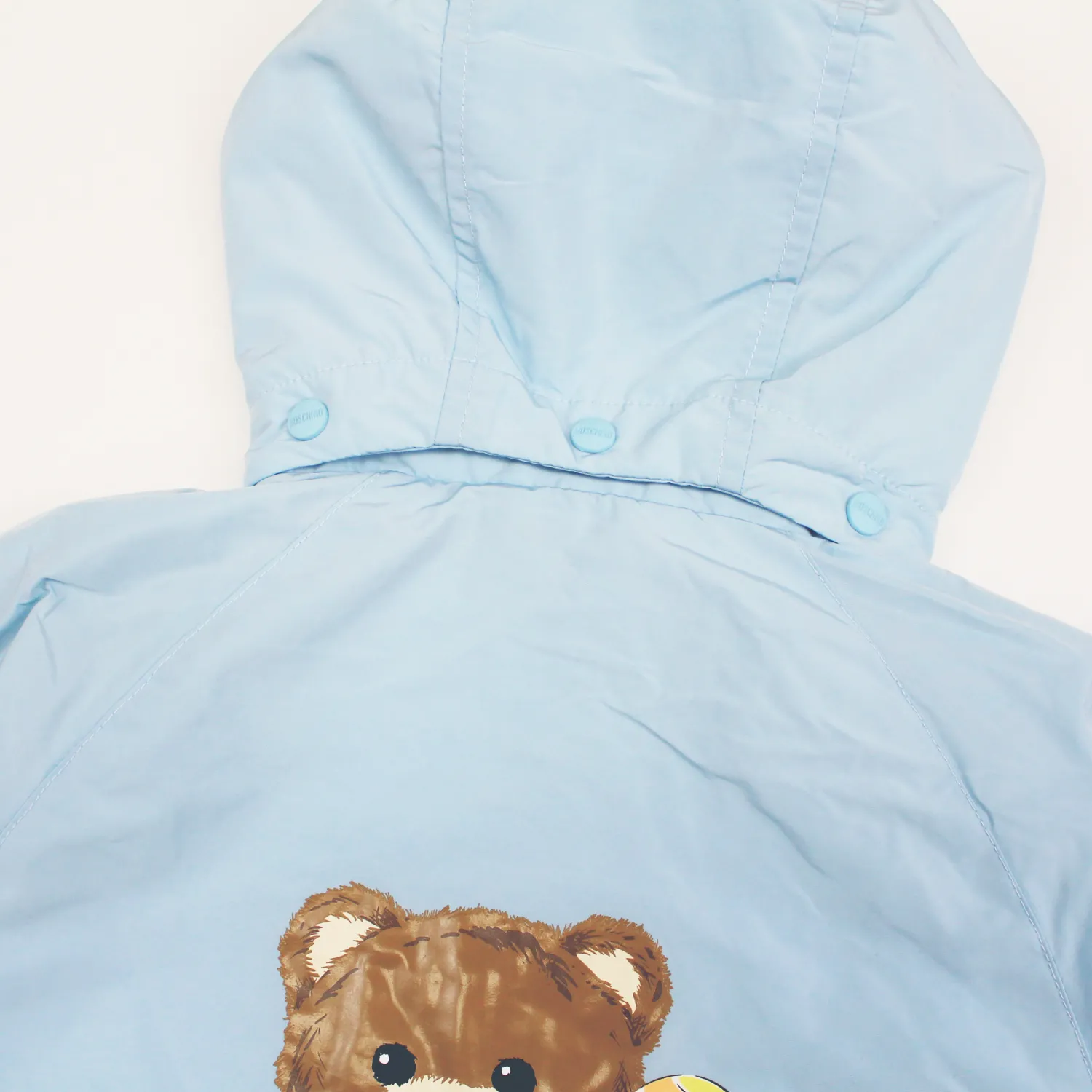 Moschino Jackets> Baby Bear Toy Rattle Hooded Jacket Baby Blue