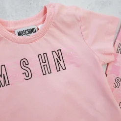 Moschino T Shirts> Baby Logo Print Bear T Shirt Pink