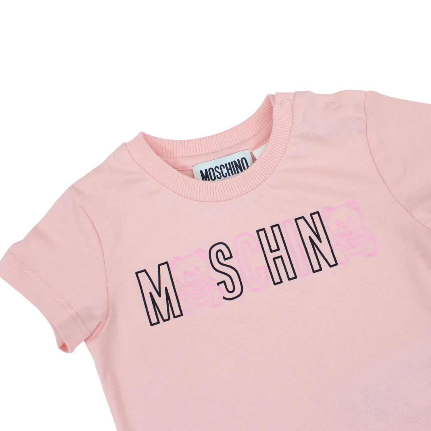 Moschino T Shirts> Baby Logo Print Bear T Shirt Pink