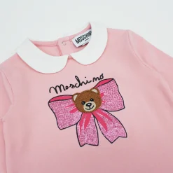 Moschino Dresses> Baby Pink Bow Bear Ruffles Long Sleeve Dress