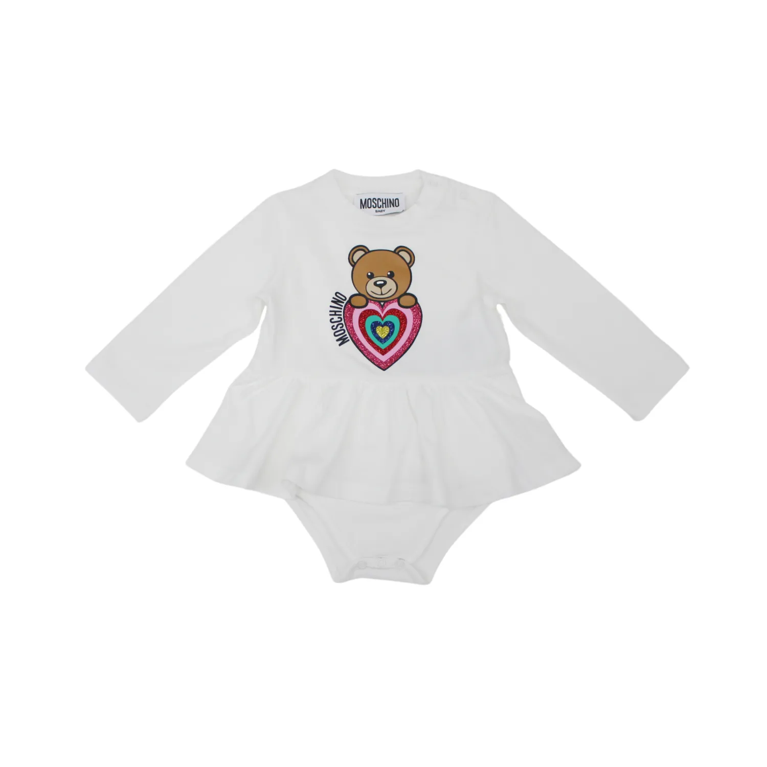 Moschino Onesies> Baby Sweet Heart Bear Printed Bodysuit
