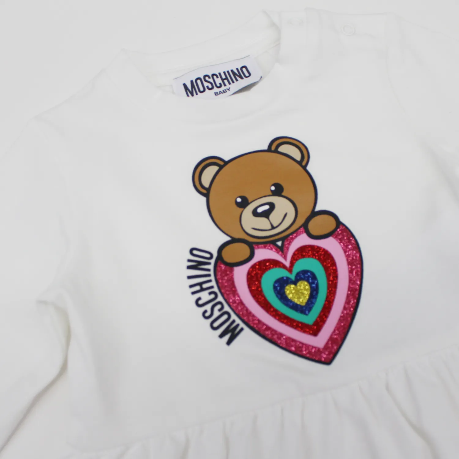 Moschino Onesies> Baby Sweet Heart Bear Printed Bodysuit
