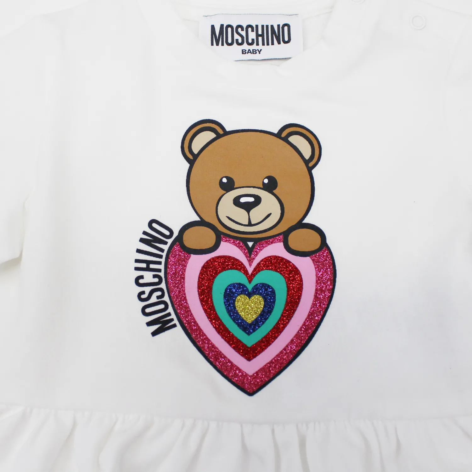 Moschino Onesies> Baby Sweet Heart Bear Printed Bodysuit