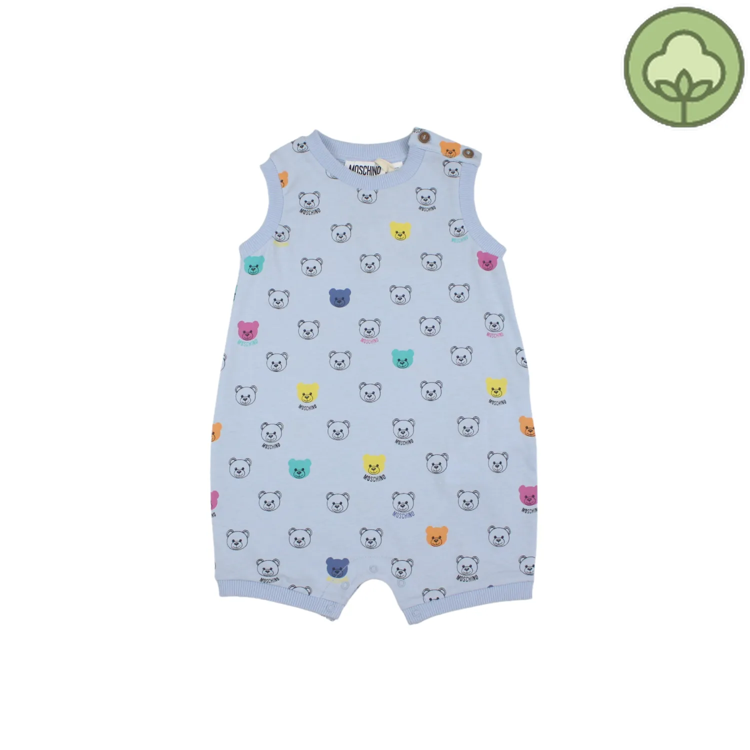 Moschino Rompers> Baby Teddy Bear Logo Romper Blue