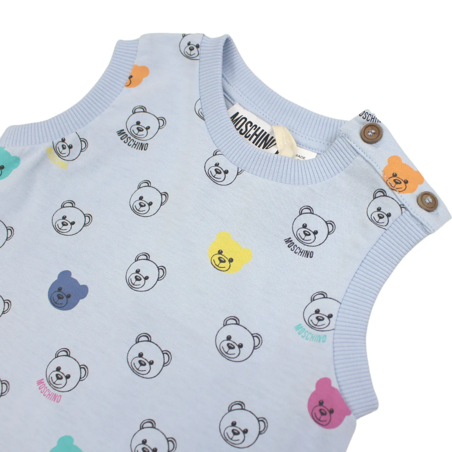 Moschino Rompers> Baby Teddy Bear Logo Romper Blue