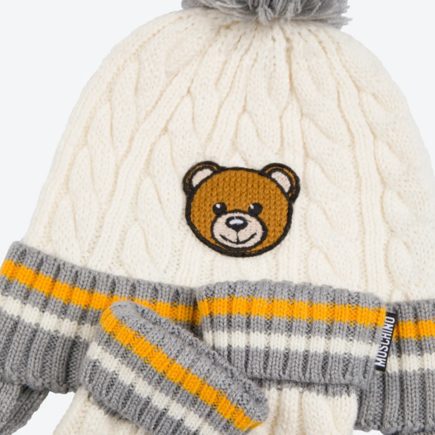 Moschino Hats> Kids Baby Cable Knit Hat Set In Gift Box