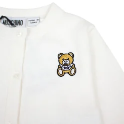 Moschino Cardigans> Kids Baby Cotton Cardigan Bear Batch White