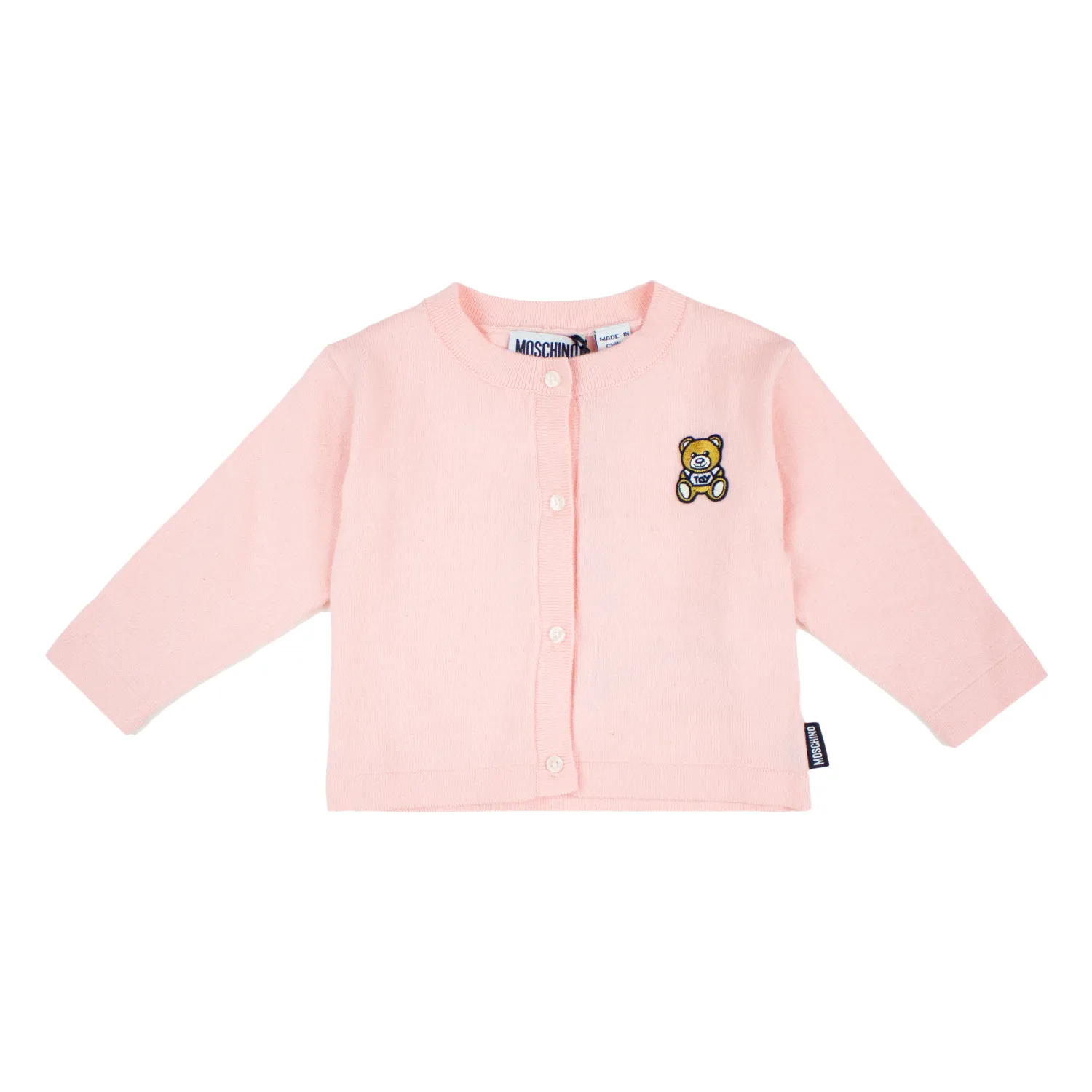 Moschino Cardigans> Kids Baby Cotton Cardigan Bear Batch Pink