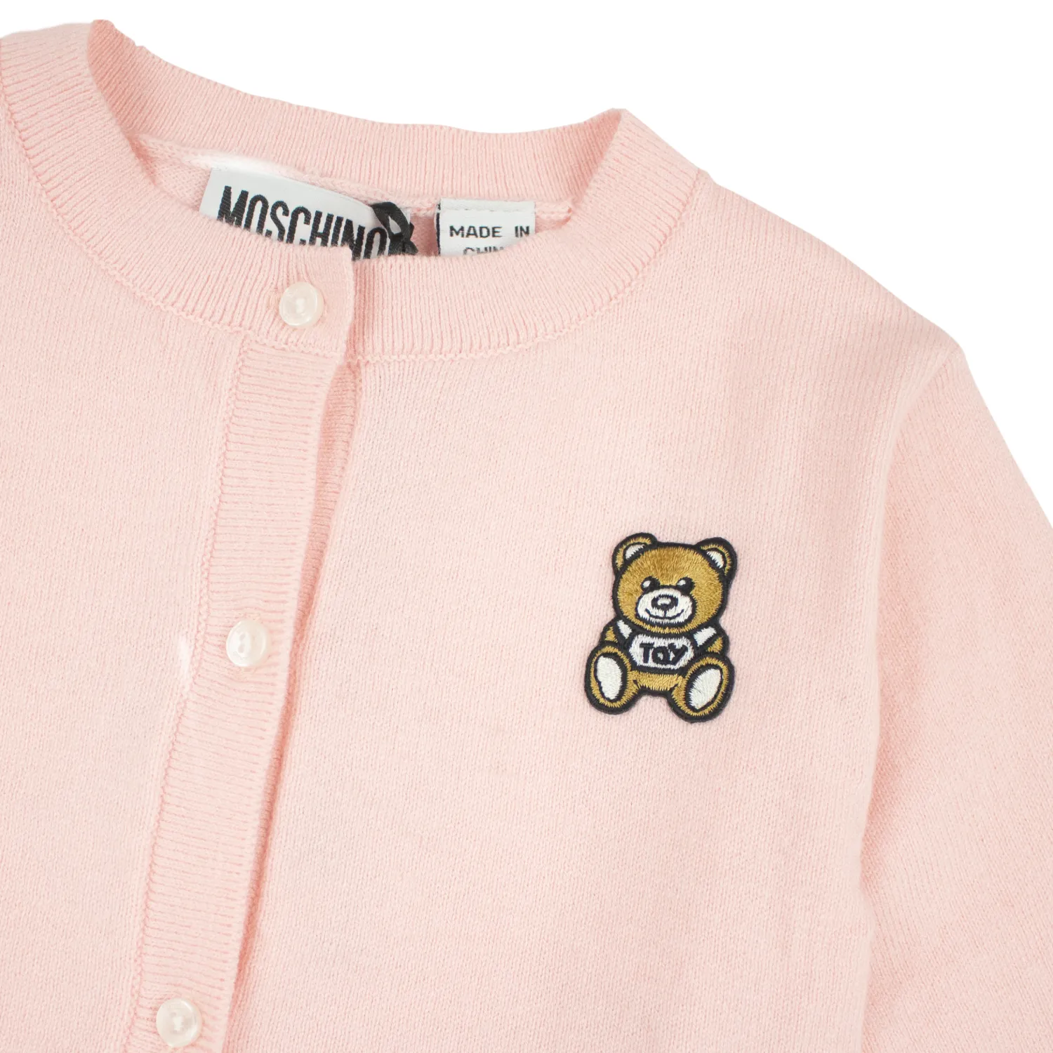 Moschino Cardigans> Kids Baby Cotton Cardigan Bear Batch Pink