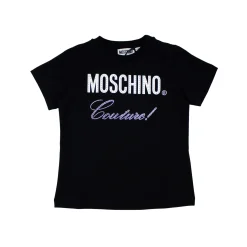 Moschino Long Sleeve T Shirts> Kids Logo Rhinestones T Shirt Black