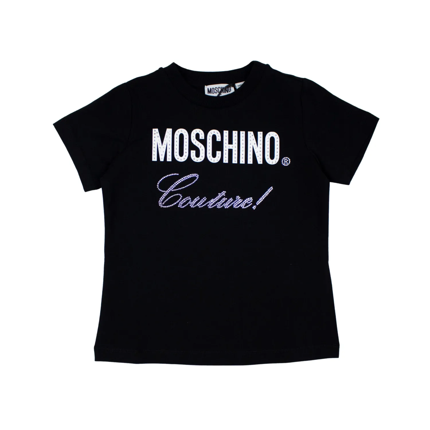 Moschino Long Sleeve T Shirts> Kids Logo Rhinestones T Shirt Black