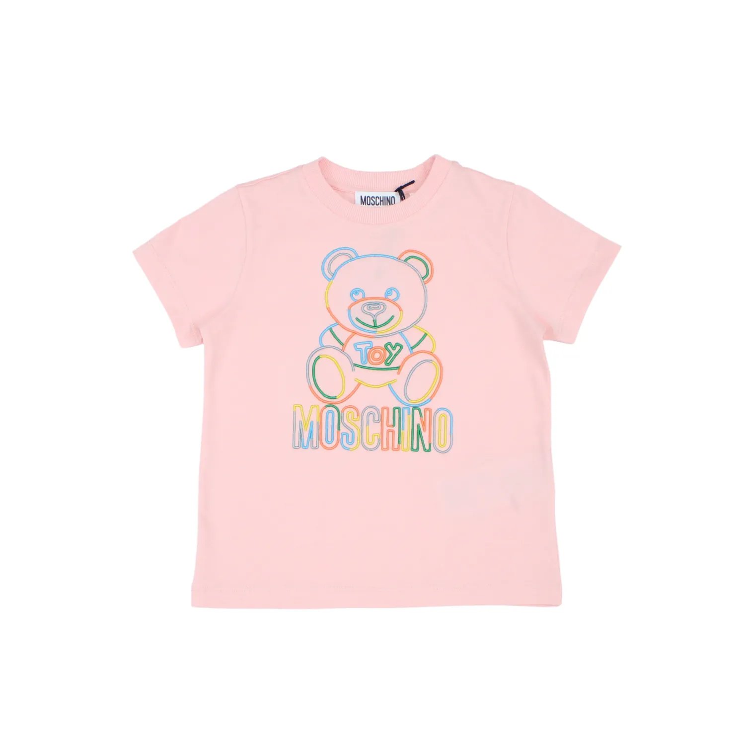 Moschino Long Sleeve T Shirts> Kids Rainbow Teddy Logo T Shirt Pink