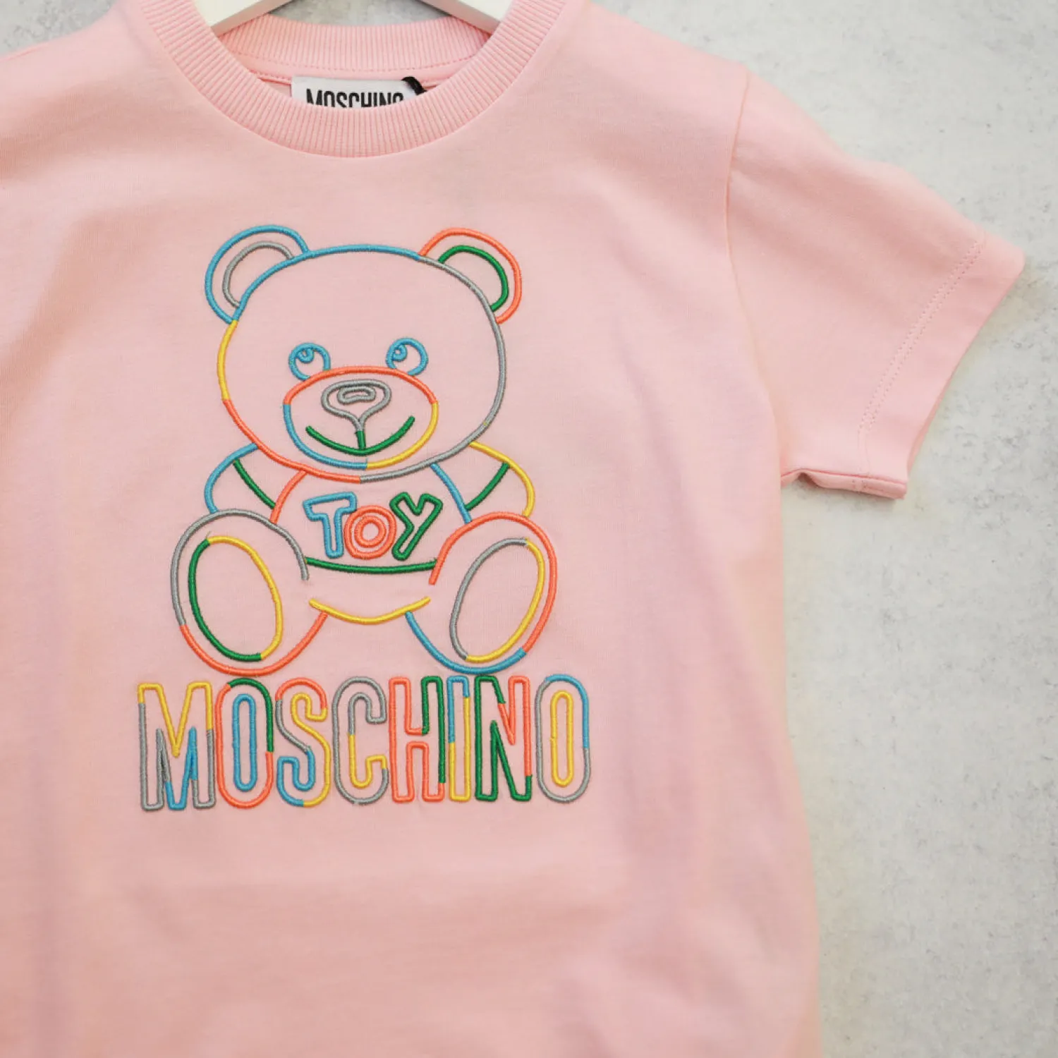 Moschino Long Sleeve T Shirts> Kids Rainbow Teddy Logo T Shirt Pink