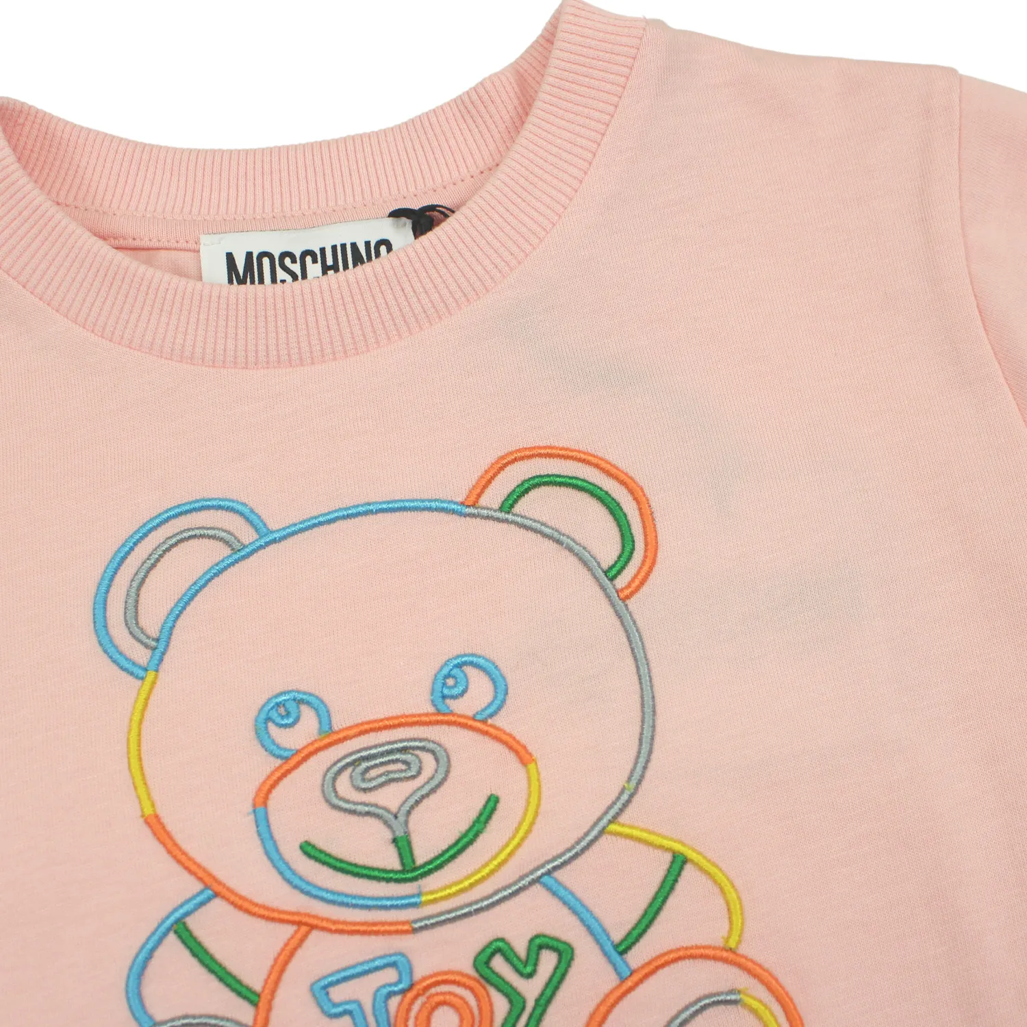 Moschino Long Sleeve T Shirts> Kids Rainbow Teddy Logo T Shirt Pink