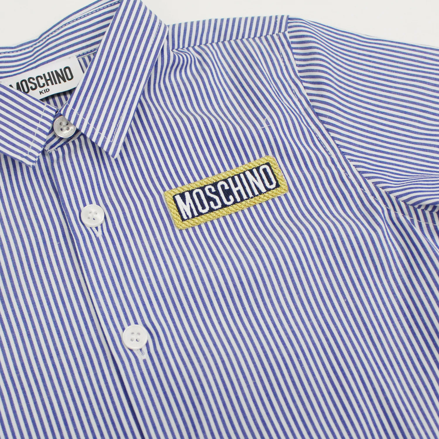 Moschino T Shirts> Kids Striped Logo-Patch Shirt