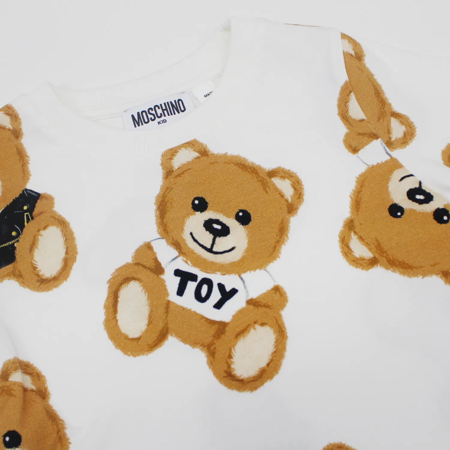 Moschino Long Sleeve T Shirts> Kids Teddy All Over Print T-Shirt