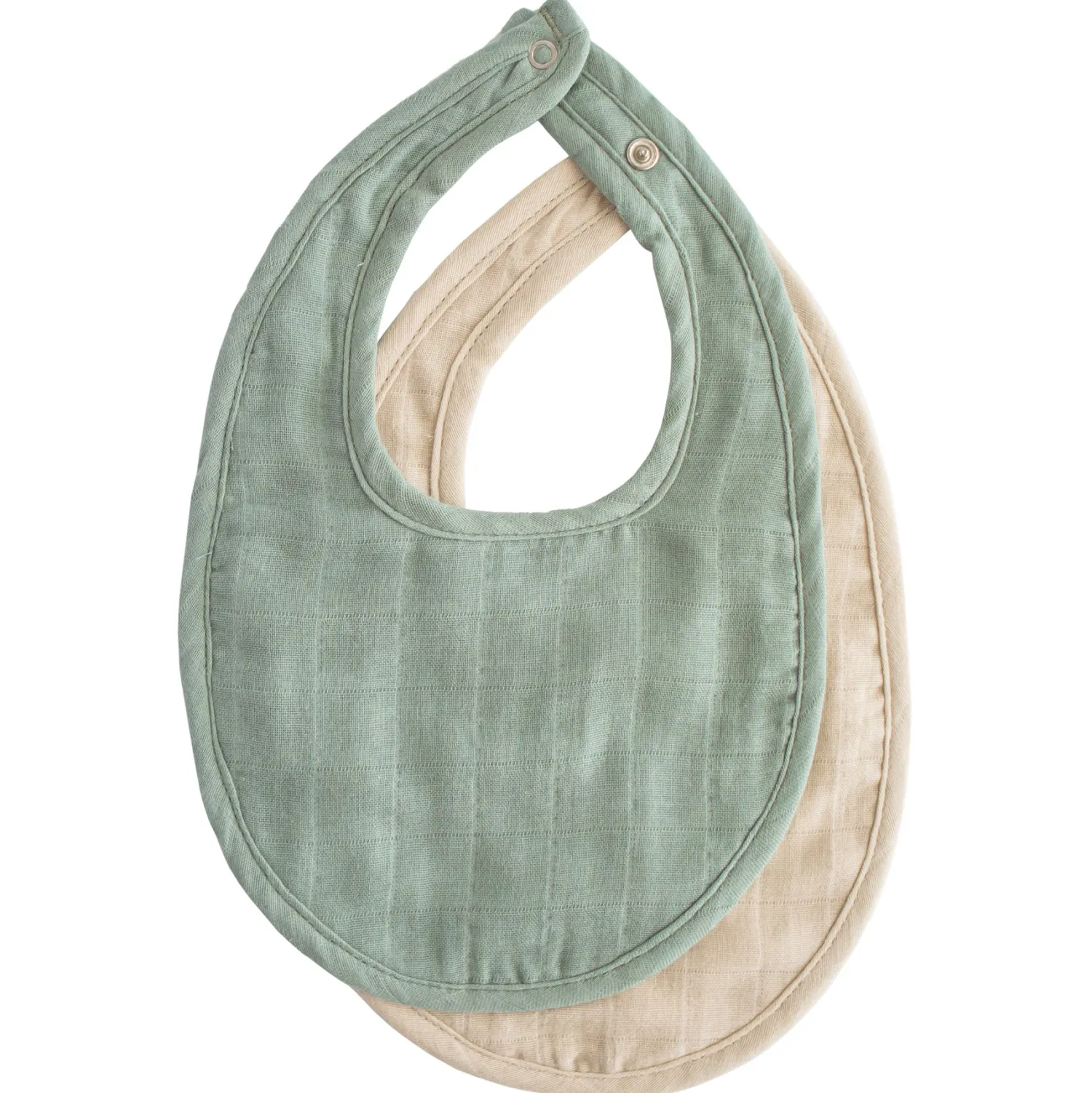Mushie Face Masks> Muslin Bib Roman Green/Fog