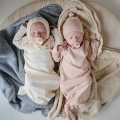 Mushie Face Masks> Organic Cotton Baby Hooded Towel (Blush)