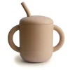 Mushie Face Masks> Silicone Training Cup + Straw Natural