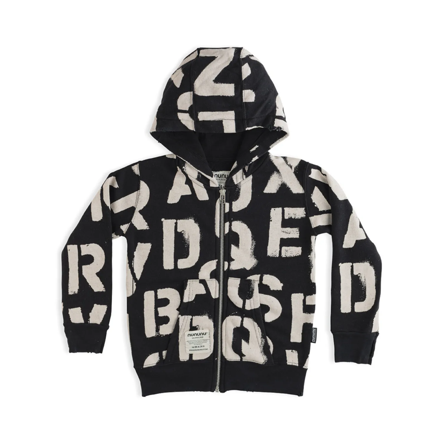 Nununu World Hoodies> Abc Zip Hoodie Black