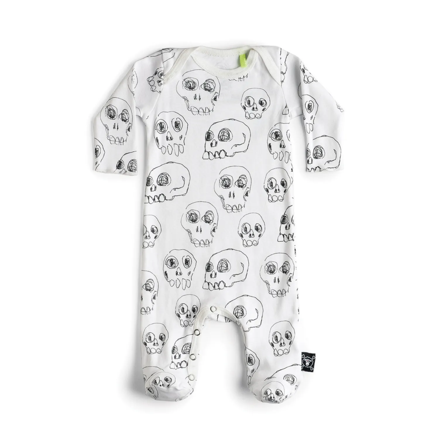 Nununu World Onesies> Baby Scribbled Skulls Footed Overall
