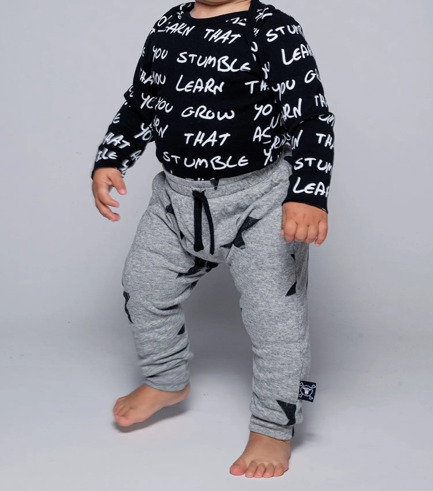 Nununu World Pants> Baby Soft Faded Star Baggy Pants Grey