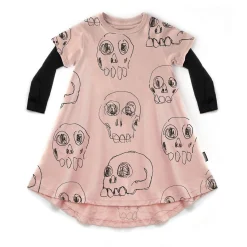 Nununu World Overalls & Jumpsuits> Scribbled Skulls 360 Dress Pink