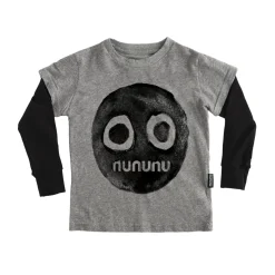 Nununu World Blouses> Smile Print T-Shirt Grey