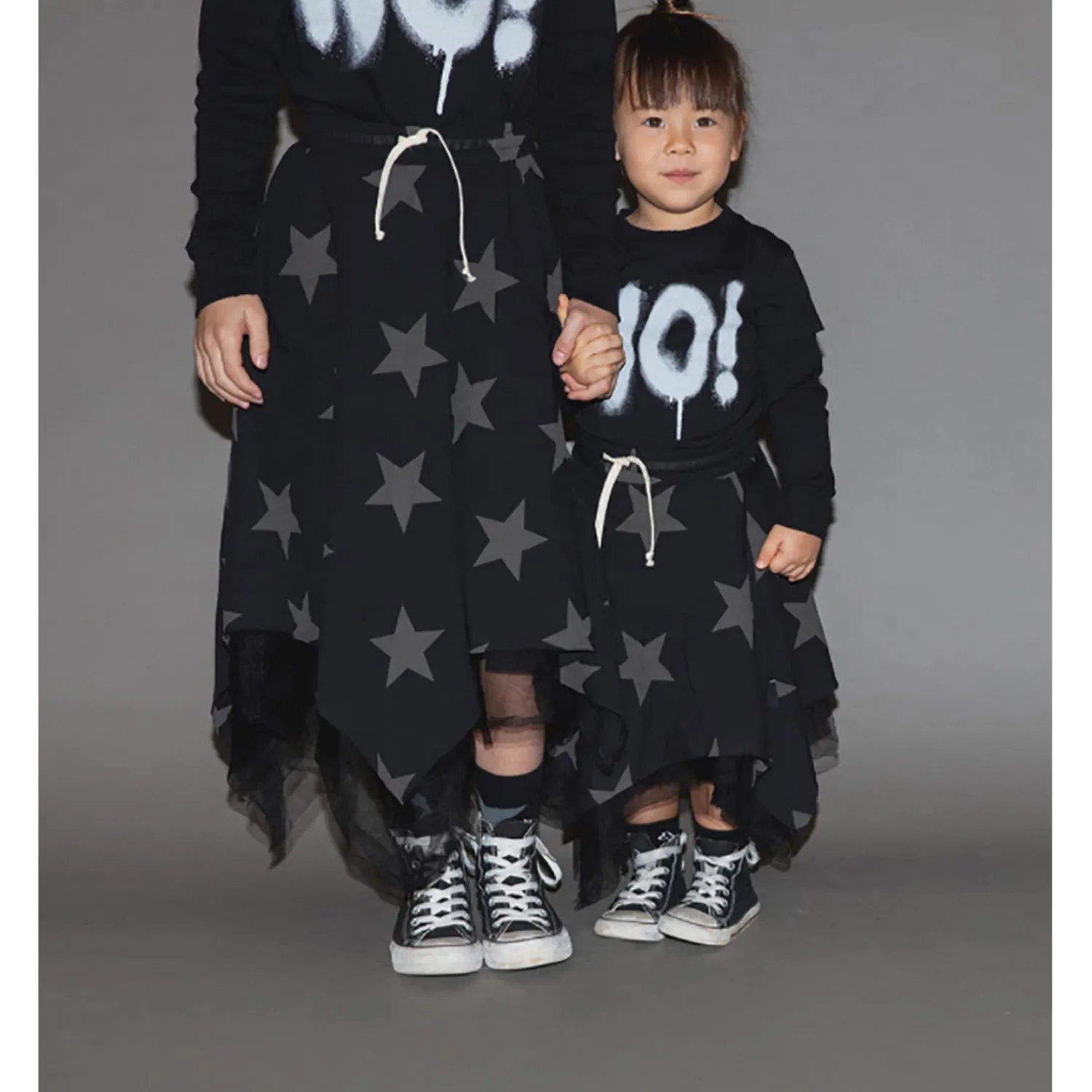 Nununu World Dresses> Voile Star Flowy Skirt Black