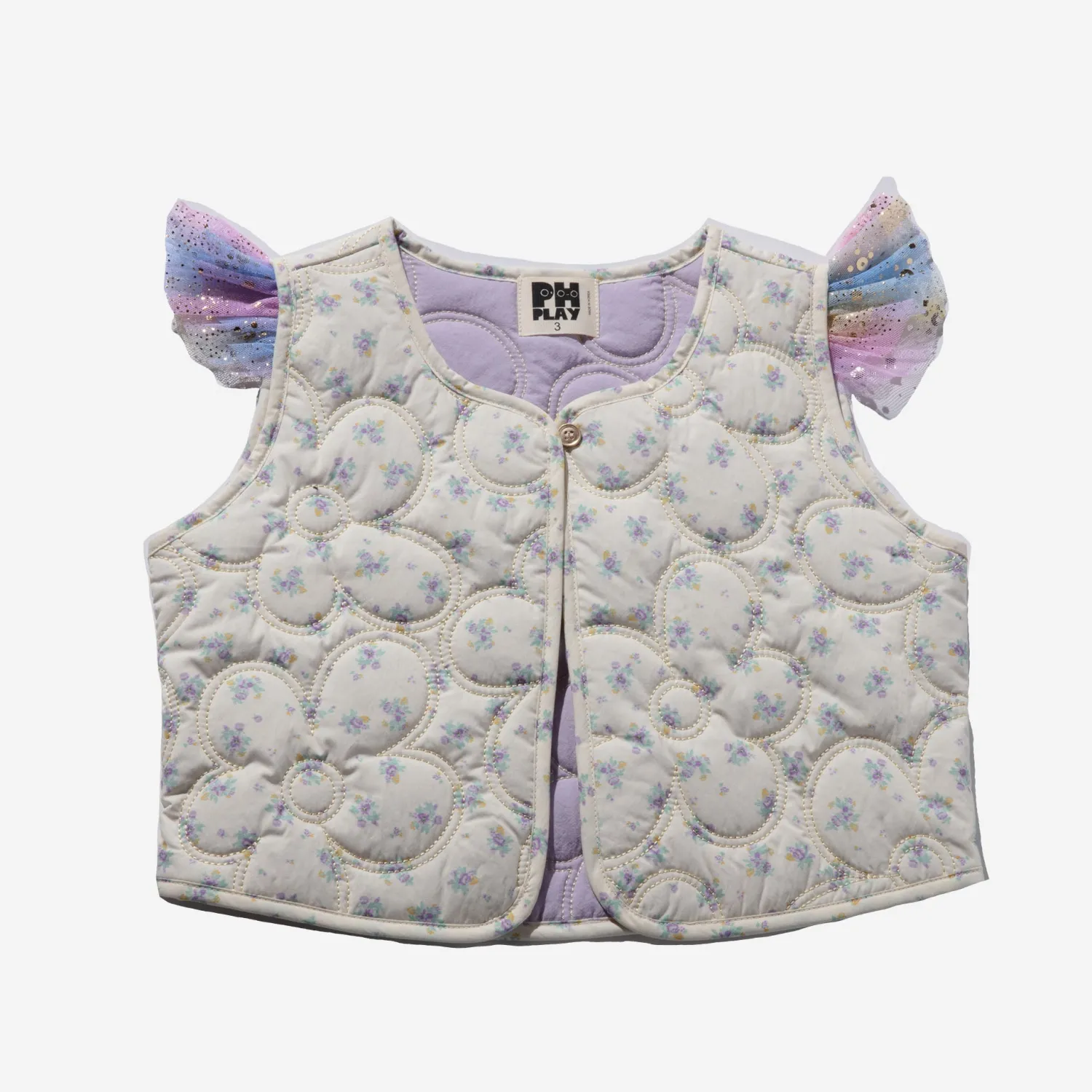 Petite Hailey Face Masks> Girl Flower Frill Vest Purple