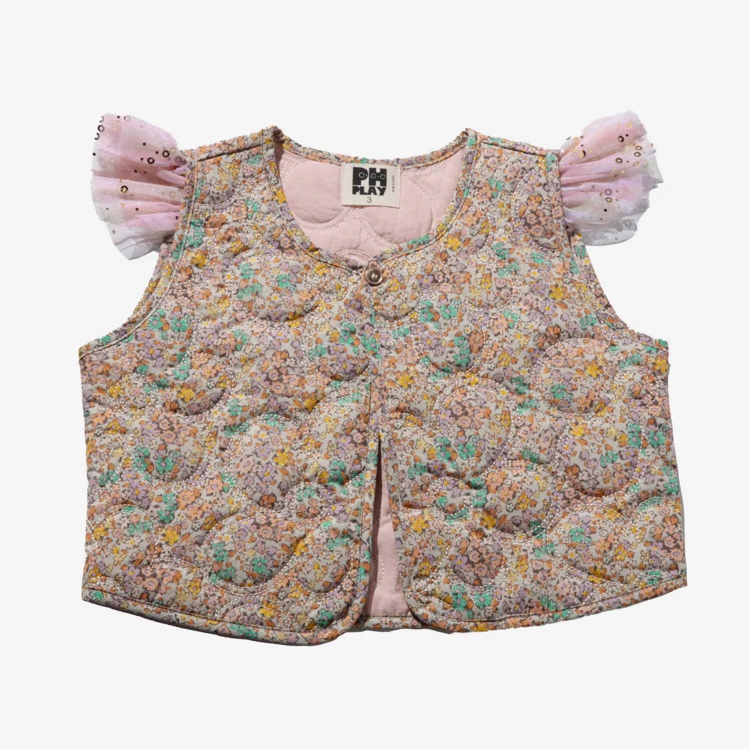 Petite Hailey Face Masks> Girl Flower Frill Vest Peach