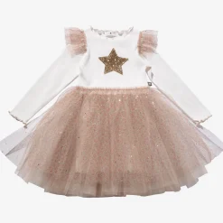 Petite Hailey Overalls & Jumpsuits> Girl Frill Flower Tutu Dress Gold