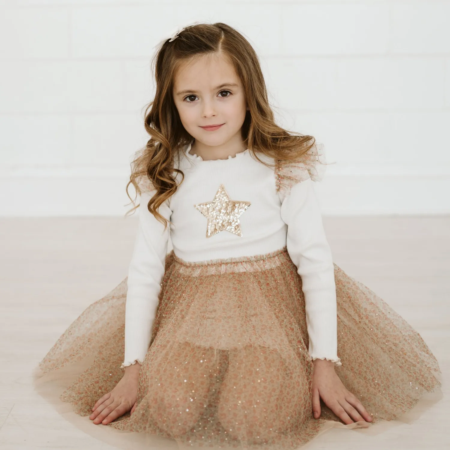 Petite Hailey Overalls & Jumpsuits> Girl Frill Flower Tutu Dress Gold