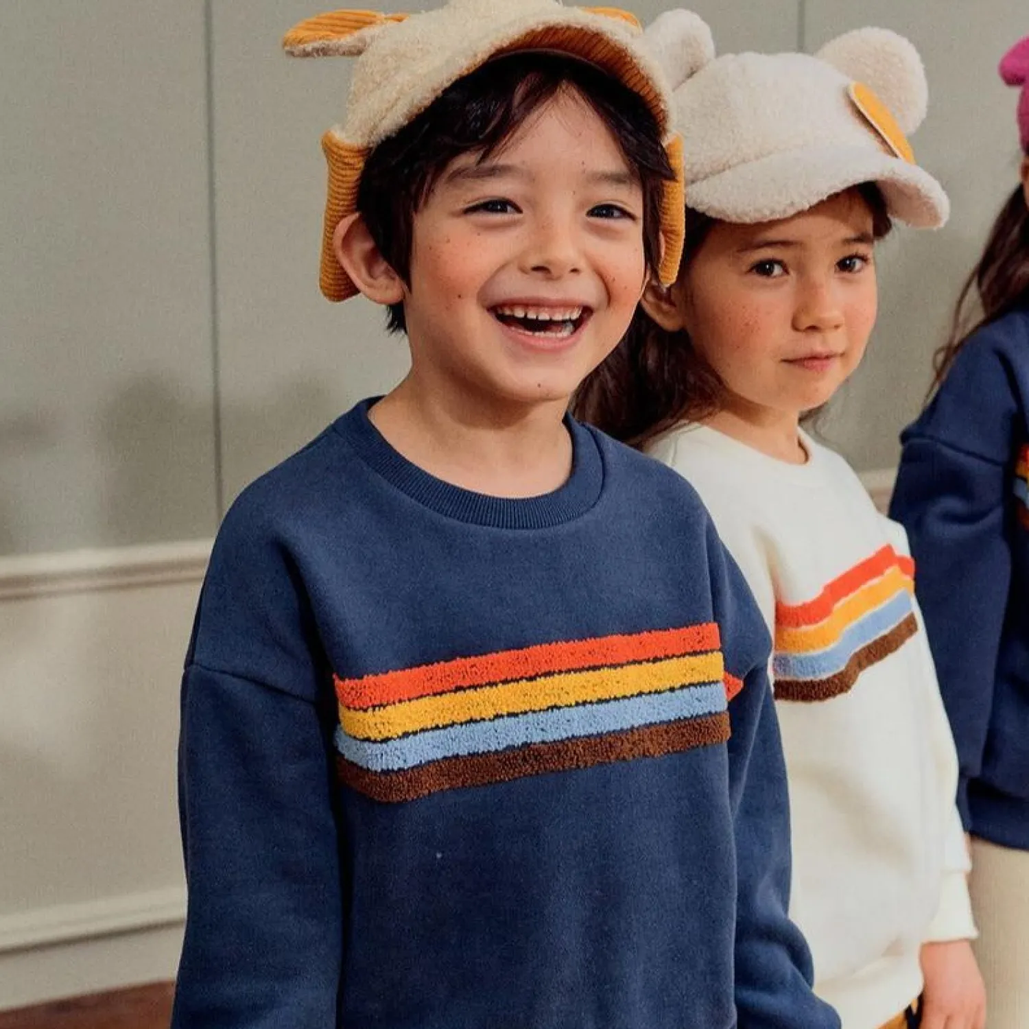 Petite Hailey Hoodies> Rainbow Star Sweatshirts Navy