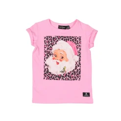 Rock Your Baby Long Sleeve T Shirts> Pink Leopard Santa T Shirt