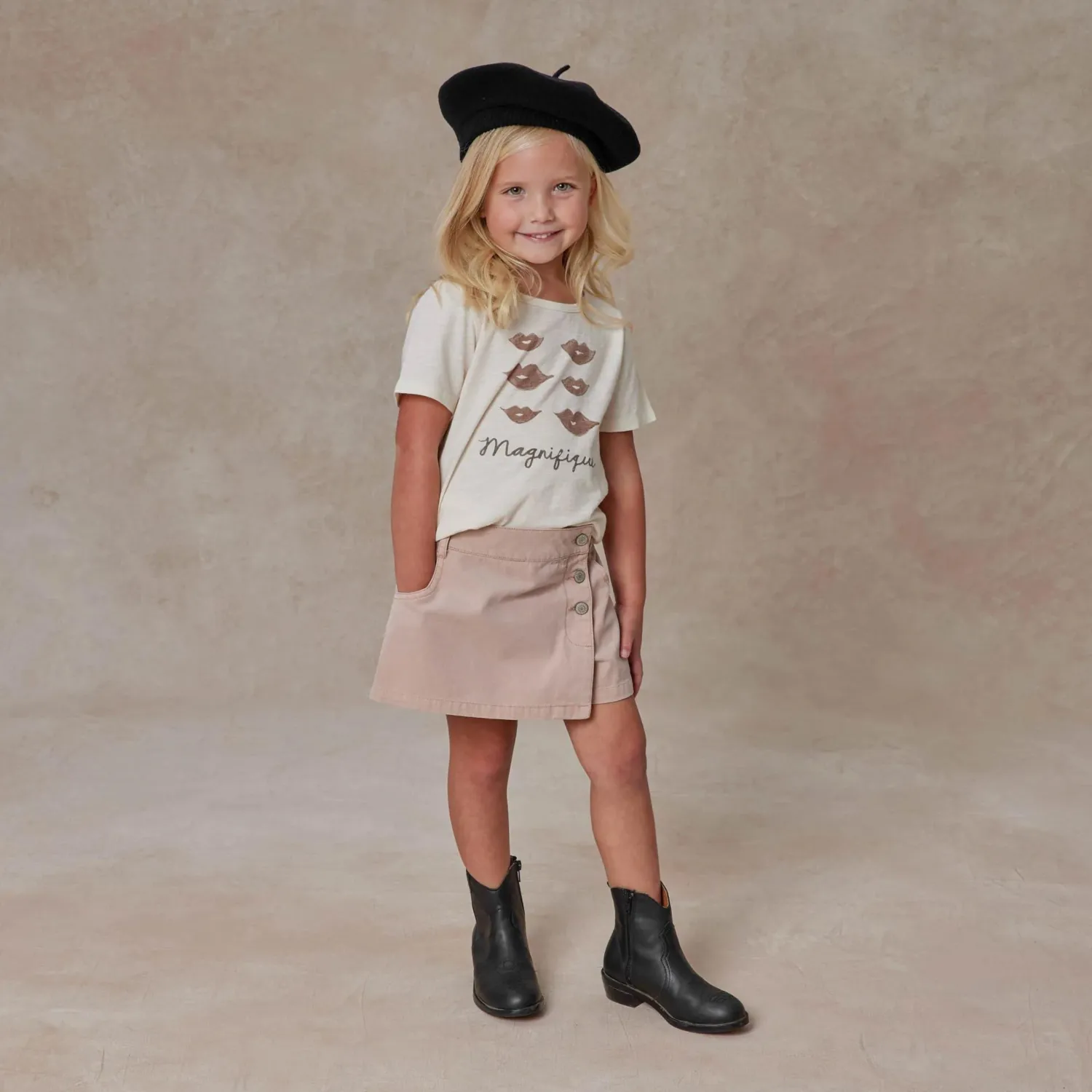 Rylee And Cru Dresses>Rylee + Cru Girl Asymmetrical Skort Rose