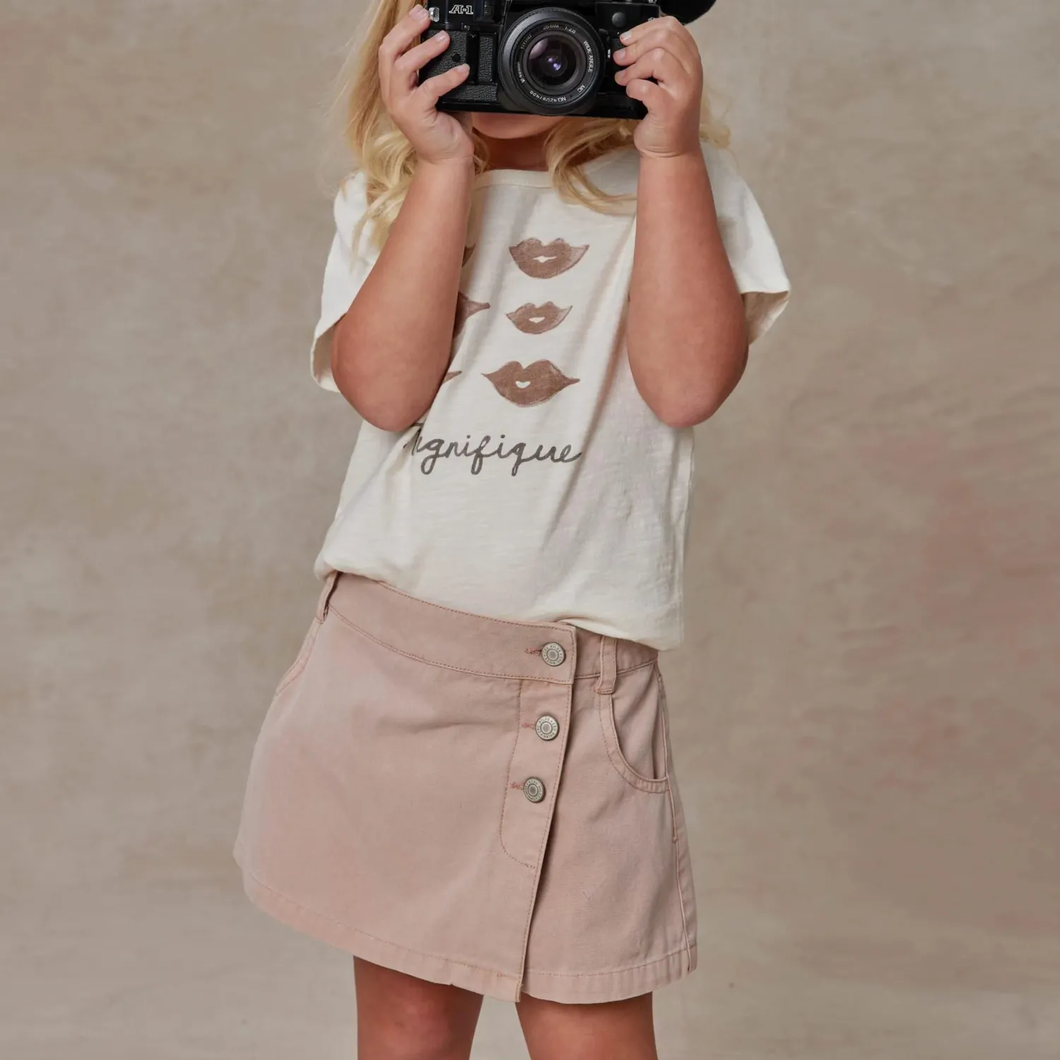 Rylee And Cru Dresses>Rylee + Cru Girl Asymmetrical Skort Rose
