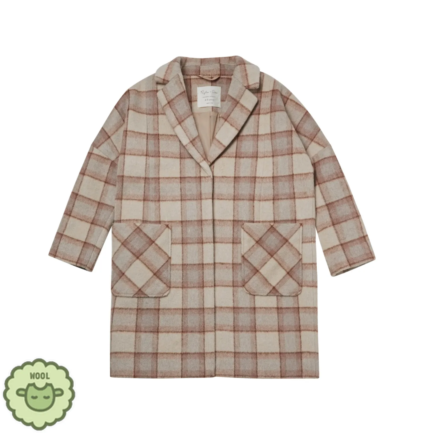 Rylee And Cru Face Masks>Rylee + Cru Longline Coat Grey Plaid