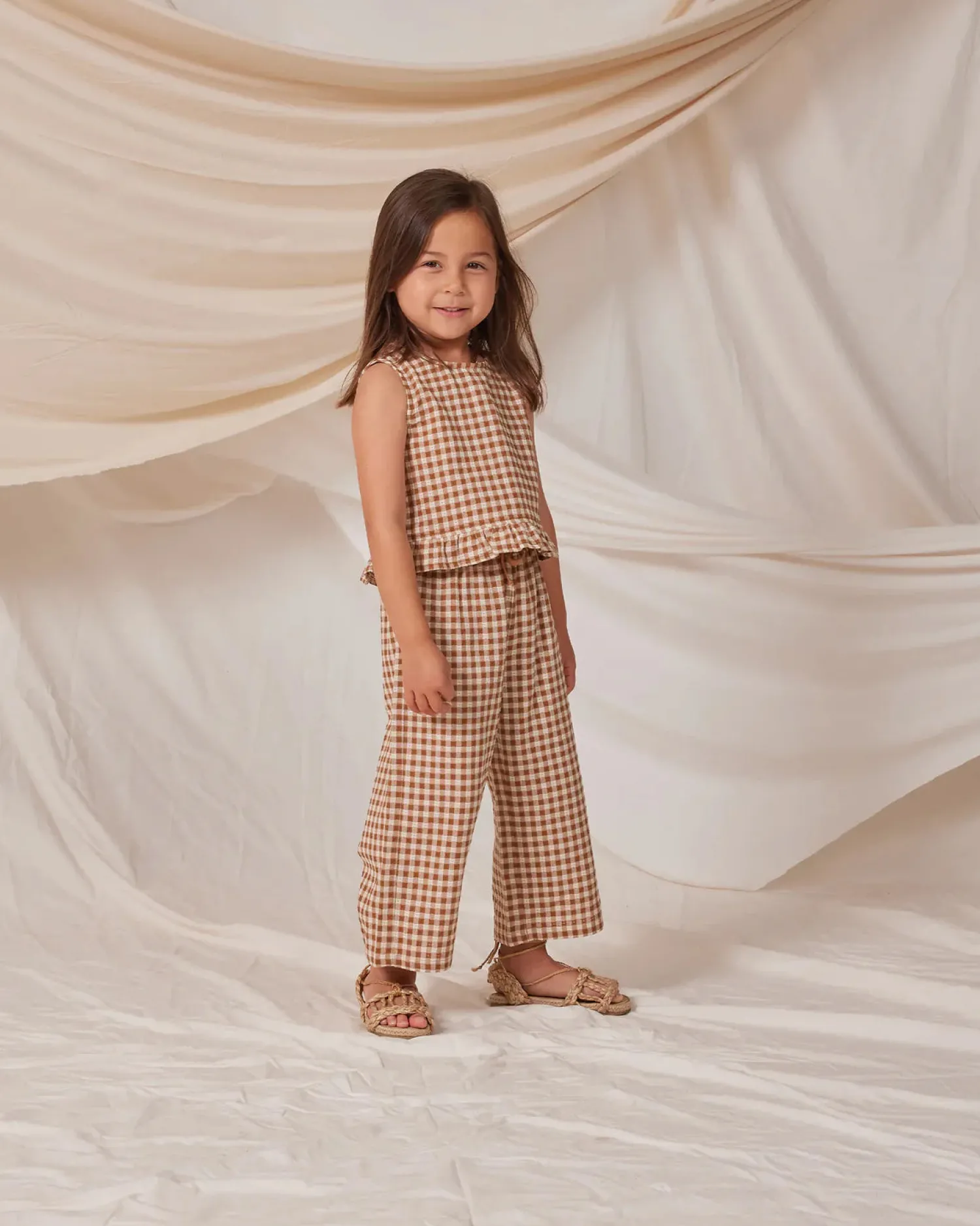 Rylee And Cru Face Masks>Rylee + Cru Oceanside Top || Camel Gingham