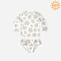 Rylee And Cru Face Masks>Rylee + Cru Rashguard Girls Set || Retro Floral Upf 50+