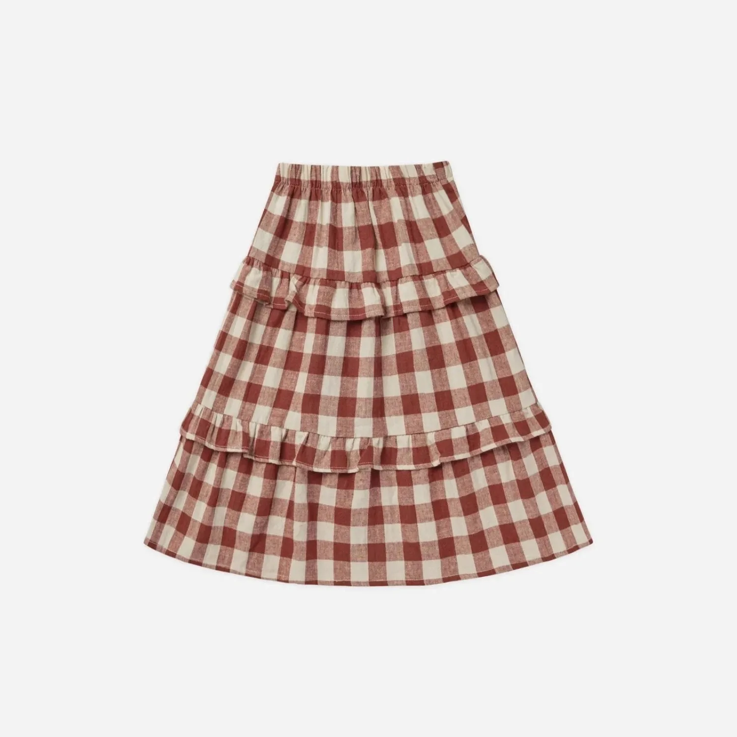 Rylee And Cru Dresses>Rylee + Cru Ruffled Midi Skirt || Ruby Plaid