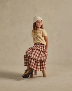 Rylee And Cru Dresses>Rylee + Cru Ruffled Midi Skirt || Ruby Plaid
