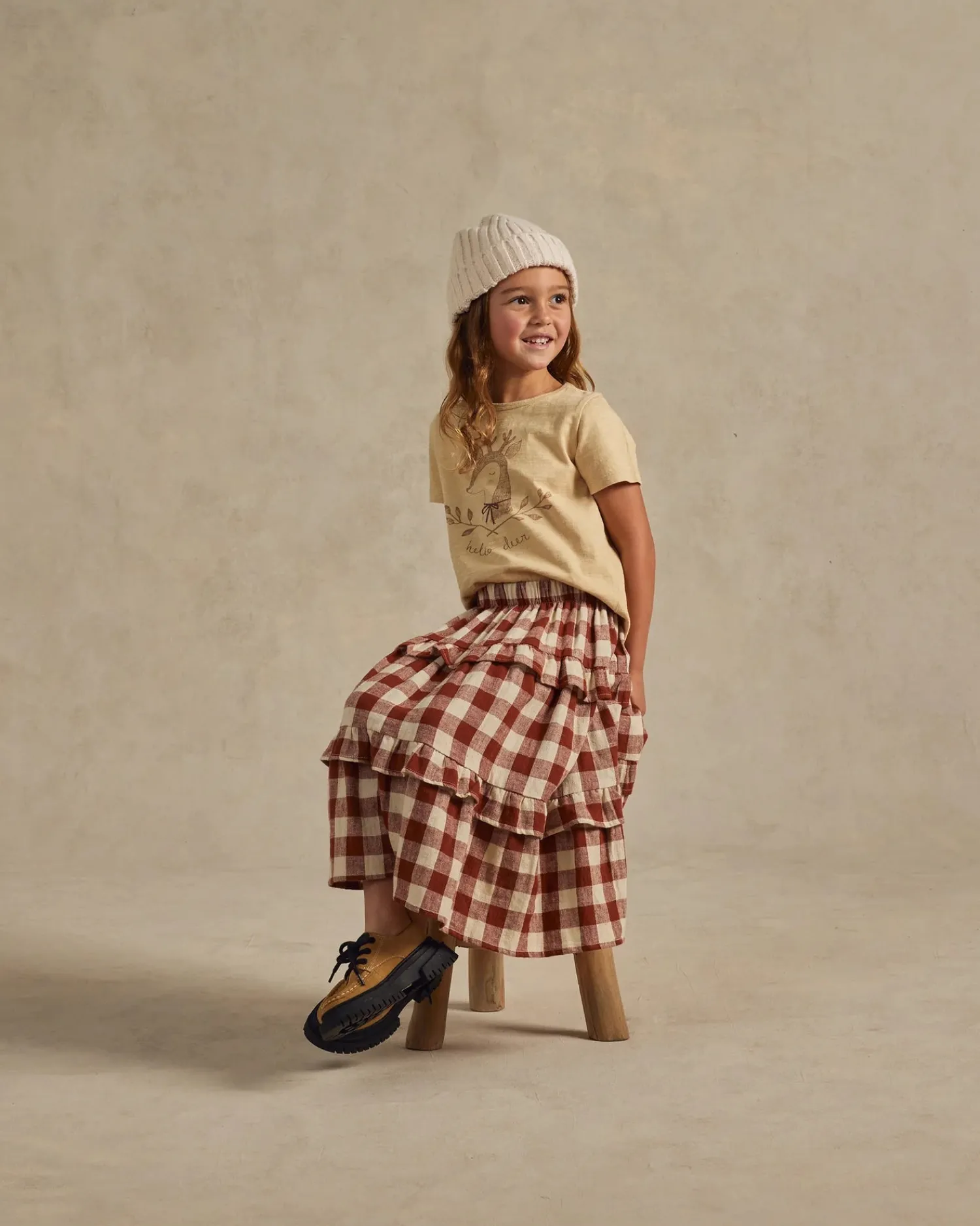 Rylee And Cru Dresses>Rylee + Cru Ruffled Midi Skirt || Ruby Plaid