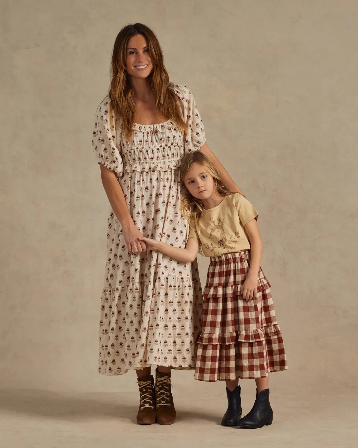 Rylee And Cru Dresses>Rylee + Cru Ruffled Midi Skirt || Ruby Plaid