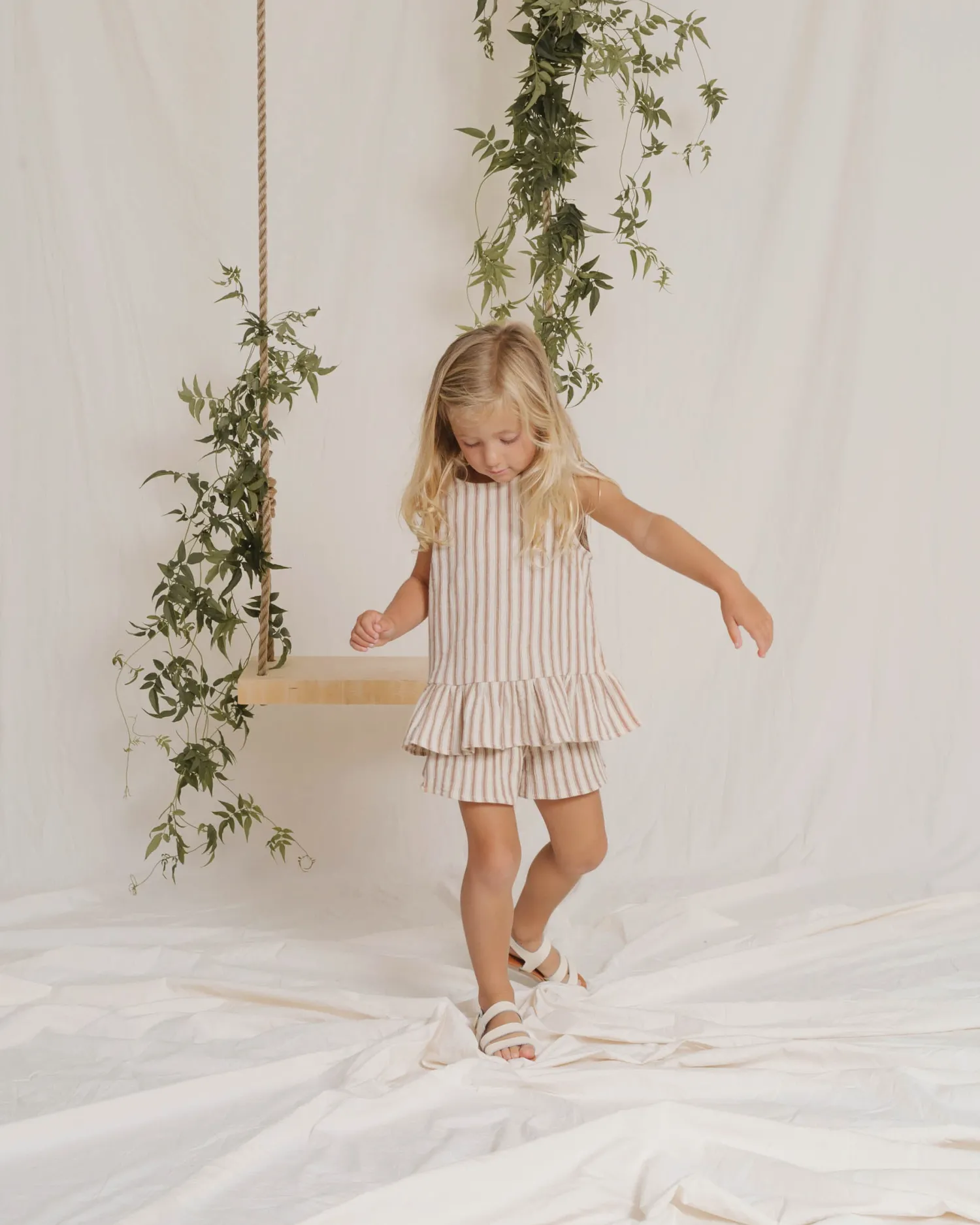 Rylee And Cru Overalls & Jumpsuits>Rylee + Cru Striped Solana Short Natural Amber