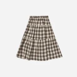 Rylee And Cru Dresses>Rylee + Cru Tiered Midi Skirt || Charcoal Check