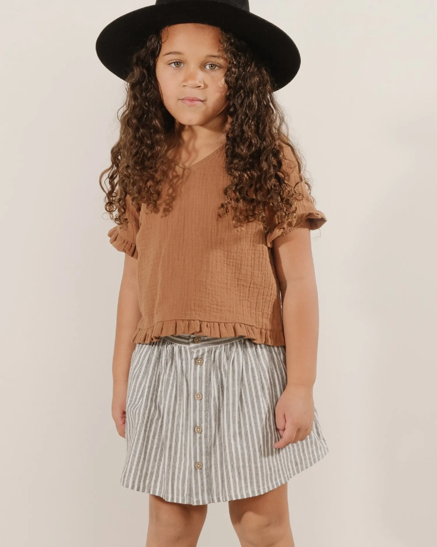 Rylee And Cru Dresses> Button Front Mini Skirt Railroad Stripe