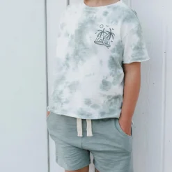 Rylee And Cru T Shirts> Raw Edge Tee Aqua Tie Dye