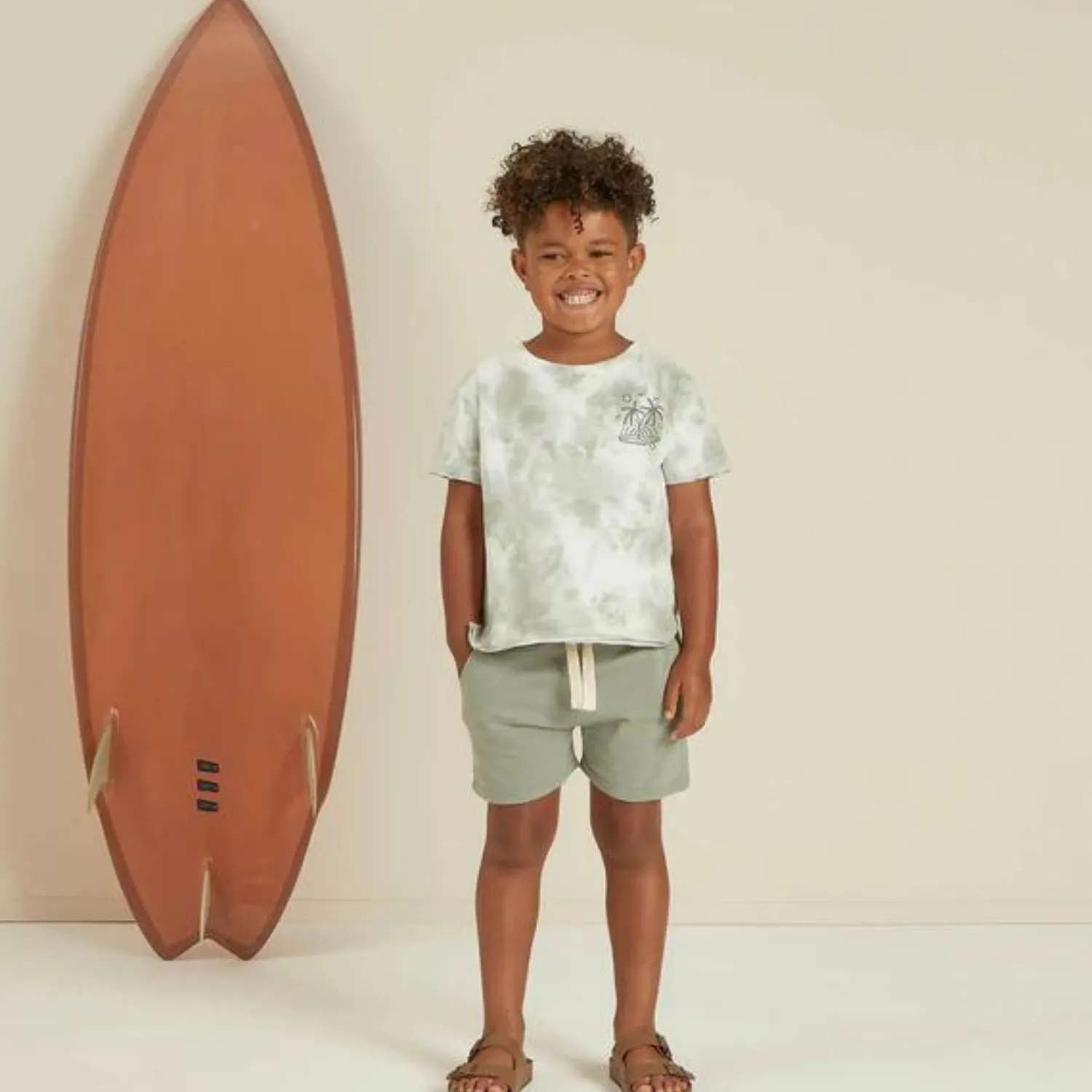 Rylee And Cru T Shirts> Raw Edge Tee Aqua Tie Dye